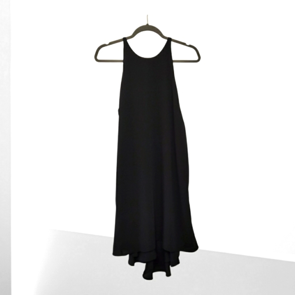 Mossimo sizeM Black Sleeveless Midi Sheath Dress Ties In Back Tank Dress Lined